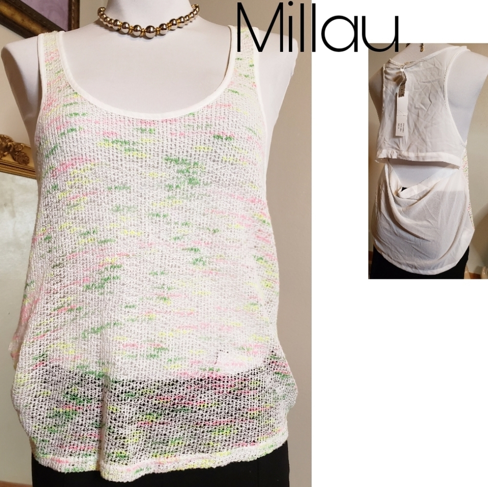 LF MILLAU summer knit/sheer top. Sz Med